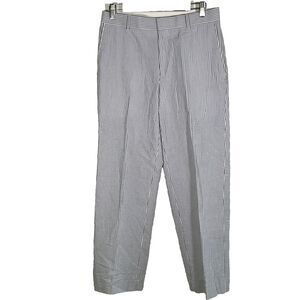 Haspel Seersucker Oxford Plain Front Pants Size 32 RW Blue White Stripe Preppy